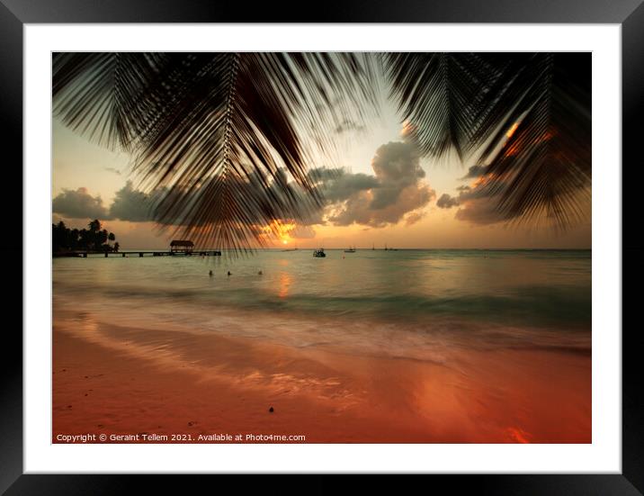Sunset at Pigeon Point, Tobago, Caribbean Framed Mounted Print by Geraint Tellem ARPS