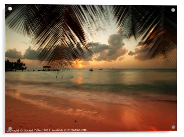 Sunset at Pigeon Point, Tobago, Caribbean Acrylic by Geraint Tellem ARPS