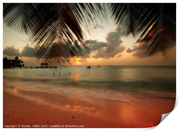 Sunset at Pigeon Point, Tobago, Caribbean Print by Geraint Tellem ARPS