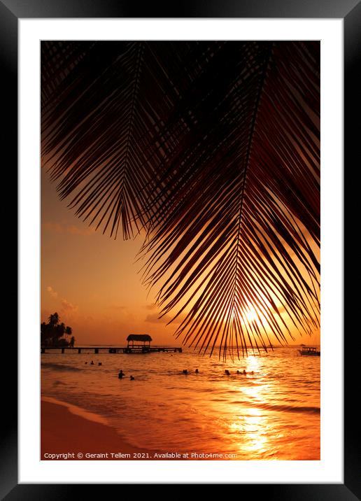 Sunset from Pigeon Point, Tobago, Caribbean Framed Mounted Print by Geraint Tellem ARPS