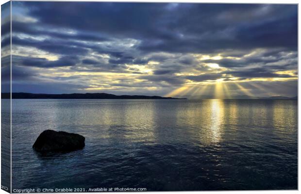 Sunset over Loch Gairloch and Skye Canvas Print by Chris Drabble