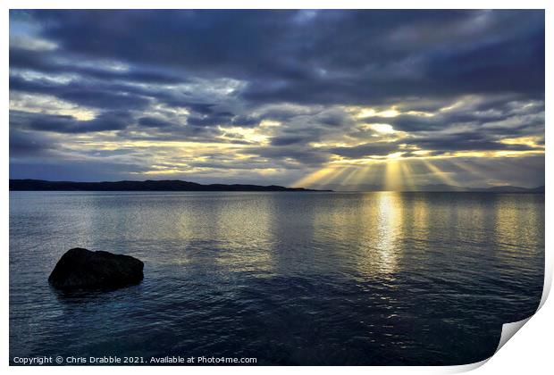 Sunset over Loch Gairloch and Skye Print by Chris Drabble