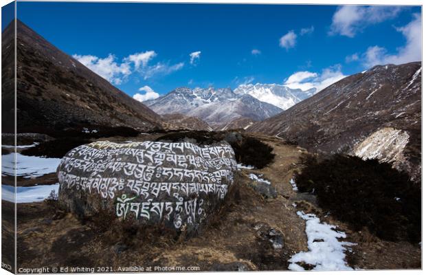 Everest Trail, Nepal. Canvas Print by Ed Whiting