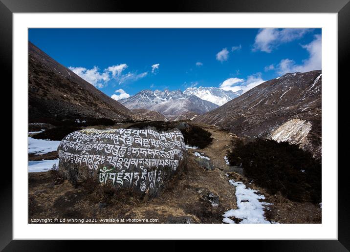Everest Trail, Nepal. Framed Mounted Print by Ed Whiting
