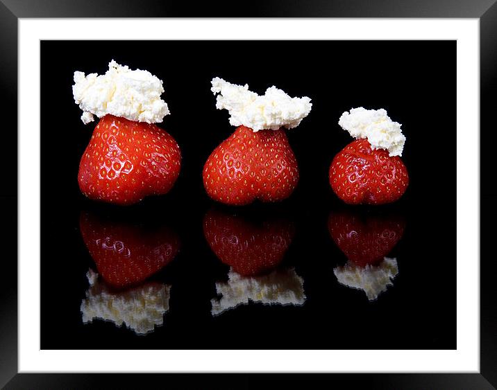 Strawberries and whipped cream Framed Mounted Print by Andy Wager