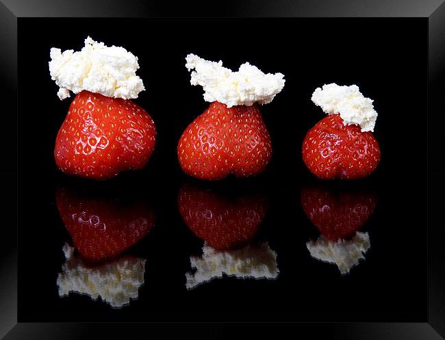 Strawberries and whipped cream Framed Print by Andy Wager