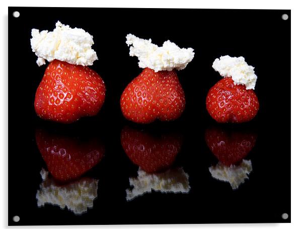 Strawberries and whipped cream Acrylic by Andy Wager