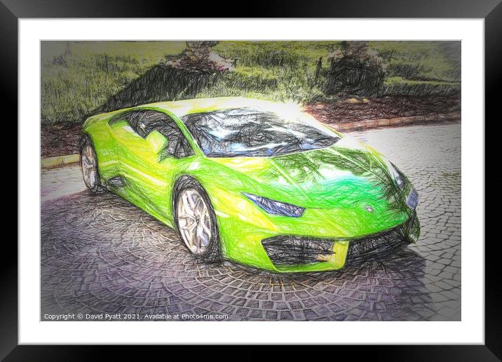 Lamborghini Huracan Sketch Framed Mounted Print by David Pyatt