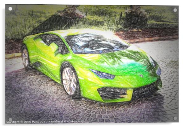 Lamborghini Huracan Sketch Acrylic by David Pyatt