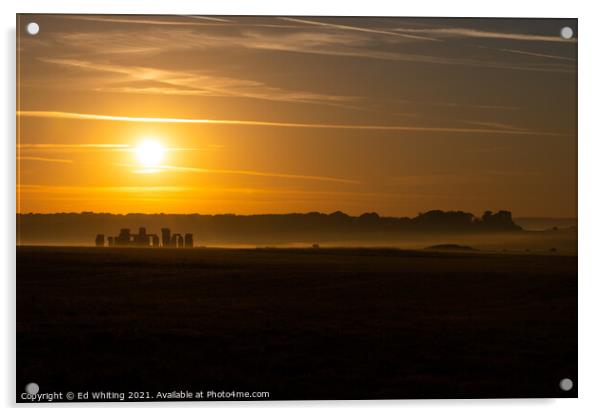 Sunrise over Stonehenge  Acrylic by Ed Whiting