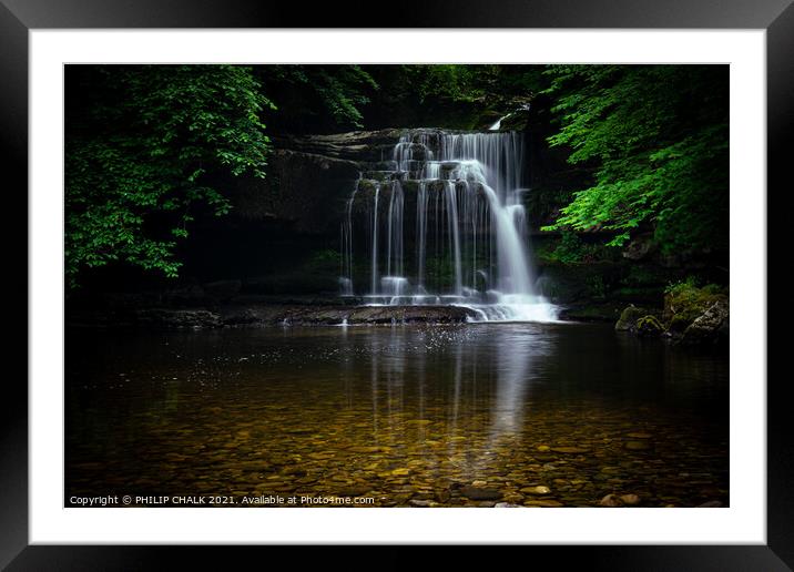 Dusk at a magical waterfall  Framed Mounted Print by PHILIP CHALK