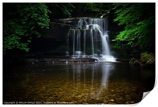 Dusk at a magical waterfall  Print by PHILIP CHALK