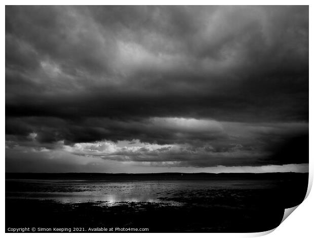 STORMY BEACH - hill head, solent, hampshire Print by Simon Keeping