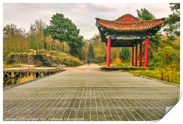 Old Chinese Pagoda in a Liverpool park Print by Phil Longfoot