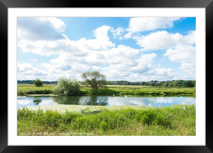 View Over River Witham to Washingborough Lincolnsh Framed Mounted Print by Allan Bell