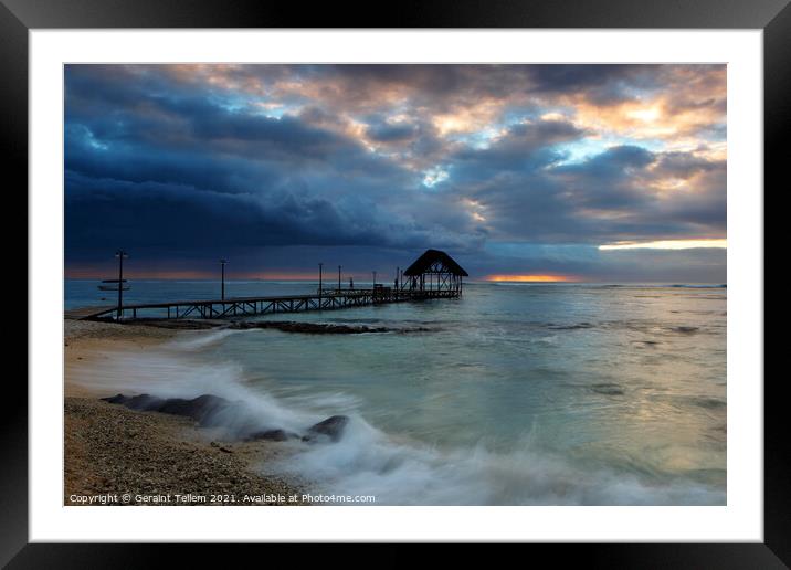Sunset, Pointe Aux Piments, Mauritius, Indian Ocean Framed Mounted Print by Geraint Tellem ARPS