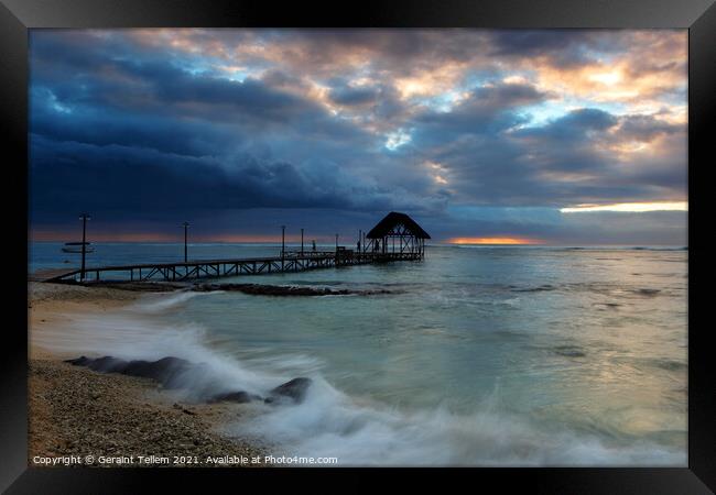 Sunset, Pointe Aux Piments, Mauritius, Indian Ocean Framed Print by Geraint Tellem ARPS