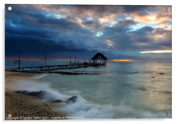Sunset, Pointe Aux Piments, Mauritius, Indian Ocean Acrylic by Geraint Tellem ARPS