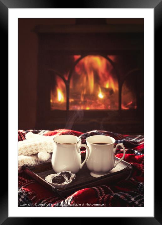 Drinks By The Fireside Framed Mounted Print by Amanda Elwell