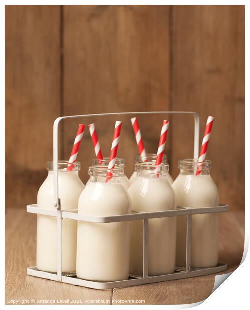 Vintage Milk Bottles Print by Amanda Elwell
