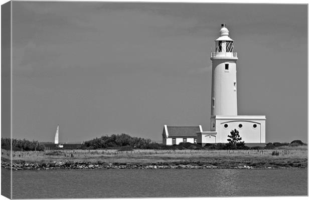 Hurst Point Lighthouse In Black/White Canvas Print by Jules Camfield