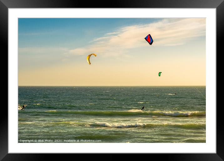 Kite Surfing at sunset -  USA  Framed Mounted Print by Blok Photo 