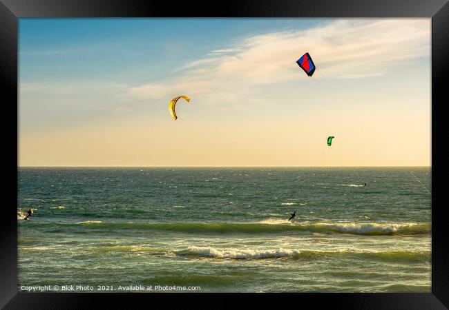 Kite Surfing at sunset -  USA  Framed Print by Blok Photo 