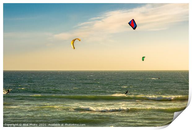 Kite Surfing at sunset -  USA  Print by Blok Photo 