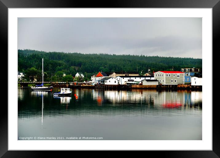 Riverport on a Cloudy Day Framed Mounted Print by Elaine Manley