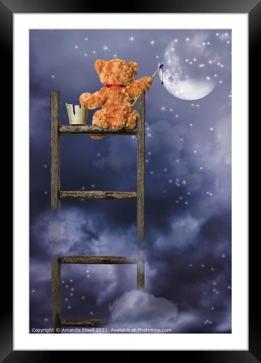 Teddy Painting At Night Framed Mounted Print by Amanda Elwell
