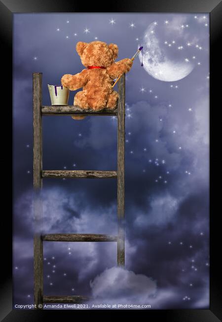 Teddy Painting At Night Framed Print by Amanda Elwell