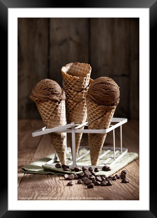 Chocolate Chip Ice Creams Framed Mounted Print by Amanda Elwell