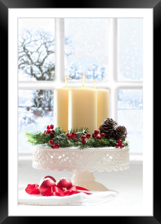 Christmas Candles Display Framed Mounted Print by Amanda Elwell