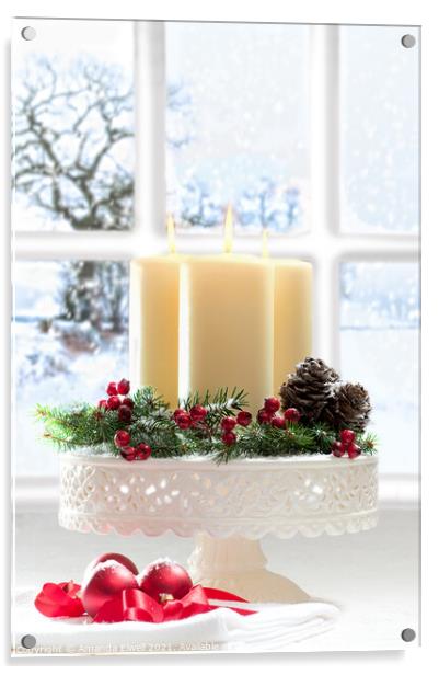 Christmas Candles Display Acrylic by Amanda Elwell