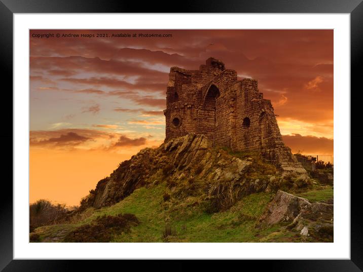 Majestic Sunset over Historic Mow Cop Castle Framed Mounted Print by Andrew Heaps