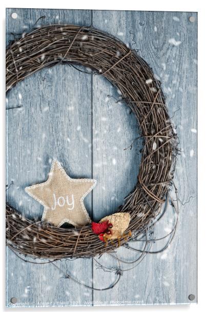 Christmas Wreath Acrylic by Amanda Elwell