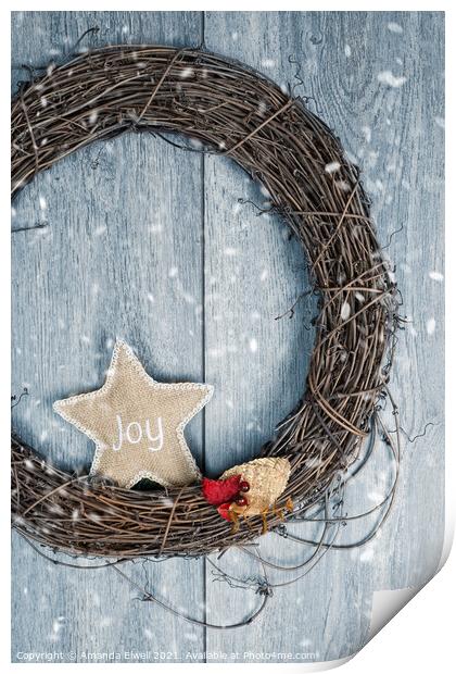 Christmas Wreath Print by Amanda Elwell