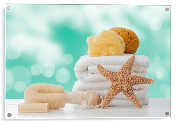 Bathroom Towels With Sponges Acrylic by Amanda Elwell