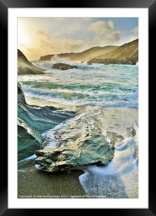The Sea Monster, Parson's Cove, Cornwall. Framed Mounted Print by Neil Mottershead