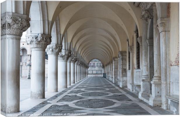 Impressive outside passageway of the Doge's Palace in Venice.  Canvas Print by Sarah Smith