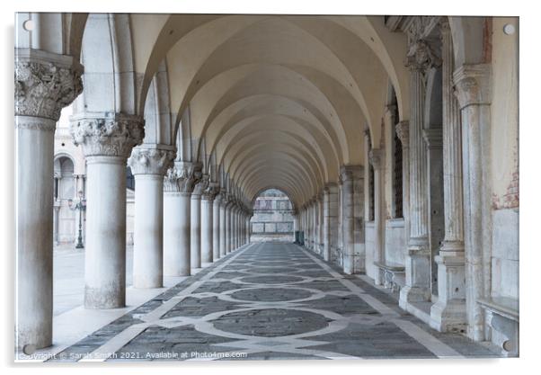 Impressive outside passageway of the Doge's Palace in Venice.  Acrylic by Sarah Smith