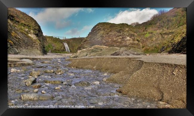 Parson's Cove Waterfall & Stream. Framed Print by Neil Mottershead