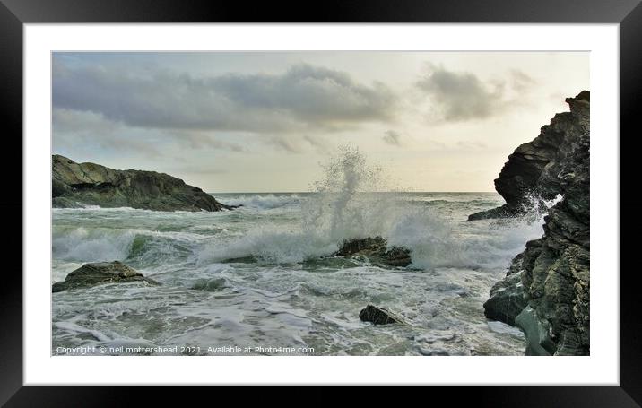 Parson's Cove Spray & Surf. Framed Mounted Print by Neil Mottershead