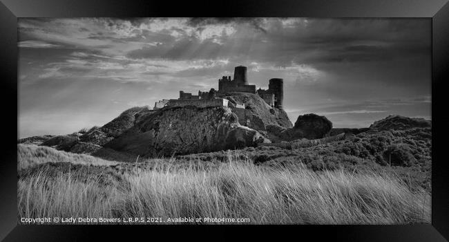 Bamburgh castle in Monochrome  Framed Print by Lady Debra Bowers L.R.P.S