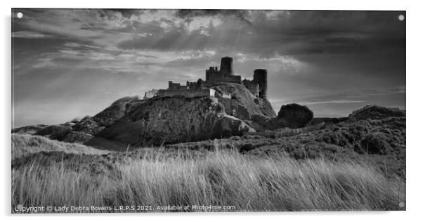 Bamburgh castle in Monochrome  Acrylic by Lady Debra Bowers L.R.P.S