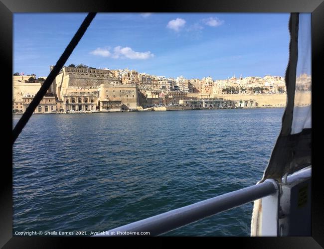 Valletta, Malta, from a boat in the Harbour.  Framed Print by Sheila Eames