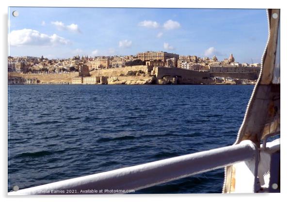 Valletta, Malta, from a harbour boat Acrylic by Sheila Eames