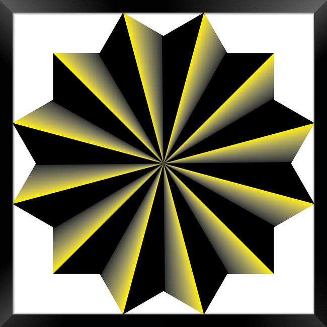 black to yellow blended oktogon umbrella designer cut Framed Print by Adrian Bud
