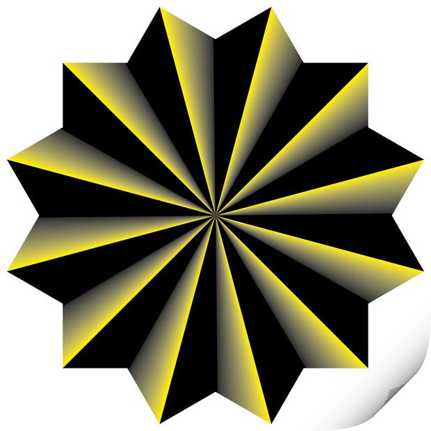 black to yellow blended oktogon umbrella designer cut Print by Adrian Bud
