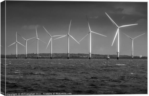 Windfarm in Liverpool Bay  Canvas Print by Phil Longfoot